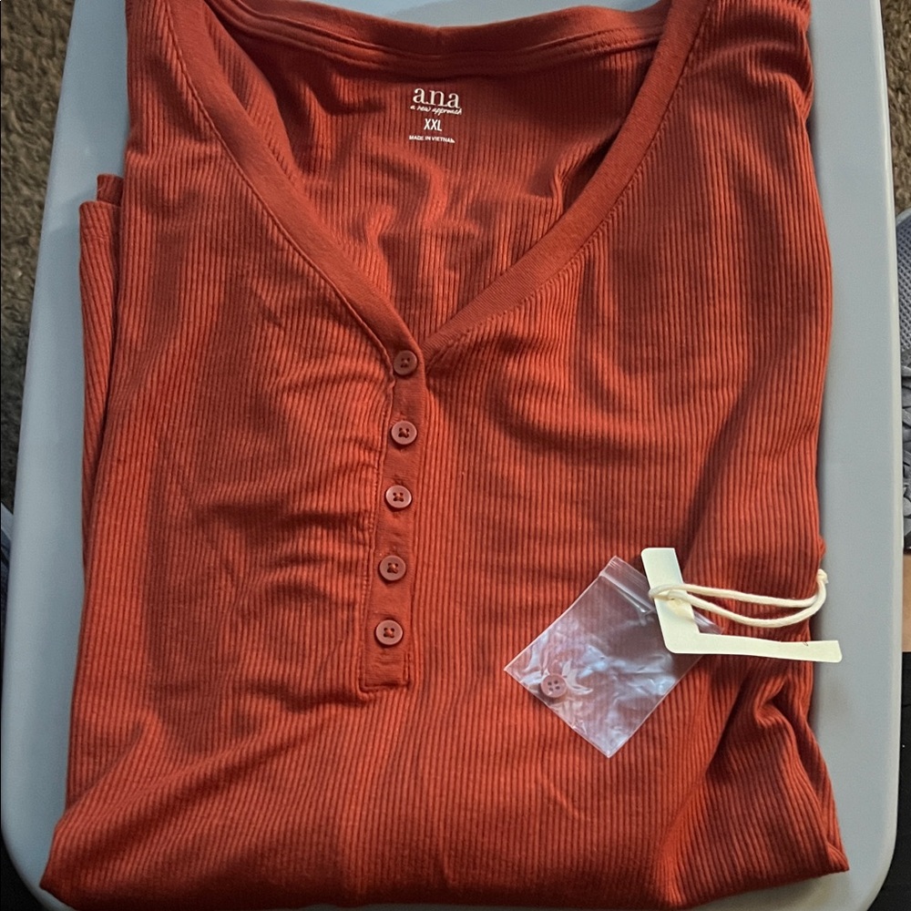 Ana Rust Henley Top